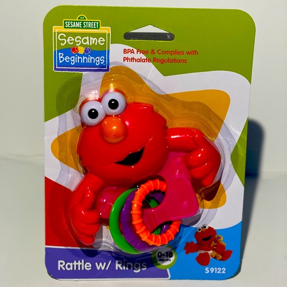 Sesame Street | Toys | Sesame Street Elmo Rattle With Teething Rings ...